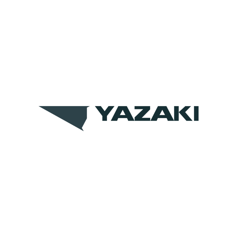 Um logotipo da Yazaki em um fundo branco.