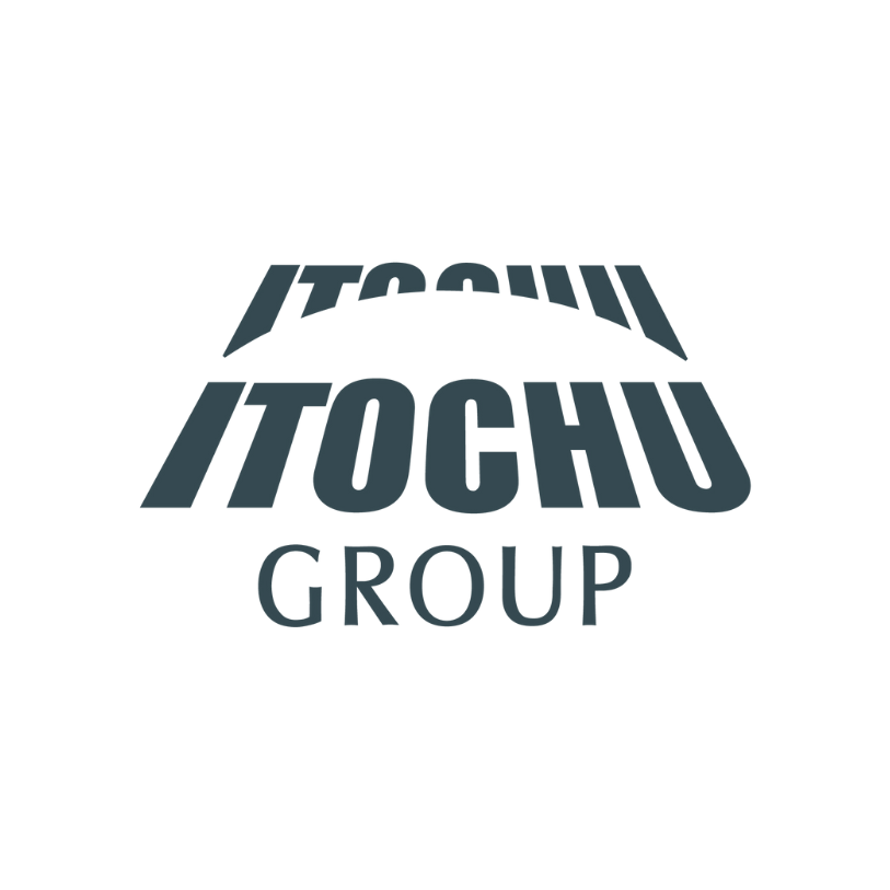 O logotipo do grupo itochu é preto e branco em um fundo branco.