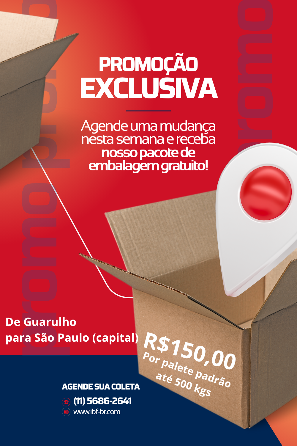 Uma caixa de papelão com um alfinete vermelho e branco nela