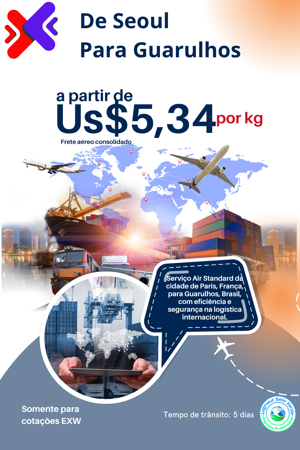 A poster for de seoul para guarulhos a partir de us $ 5,34 por kg.