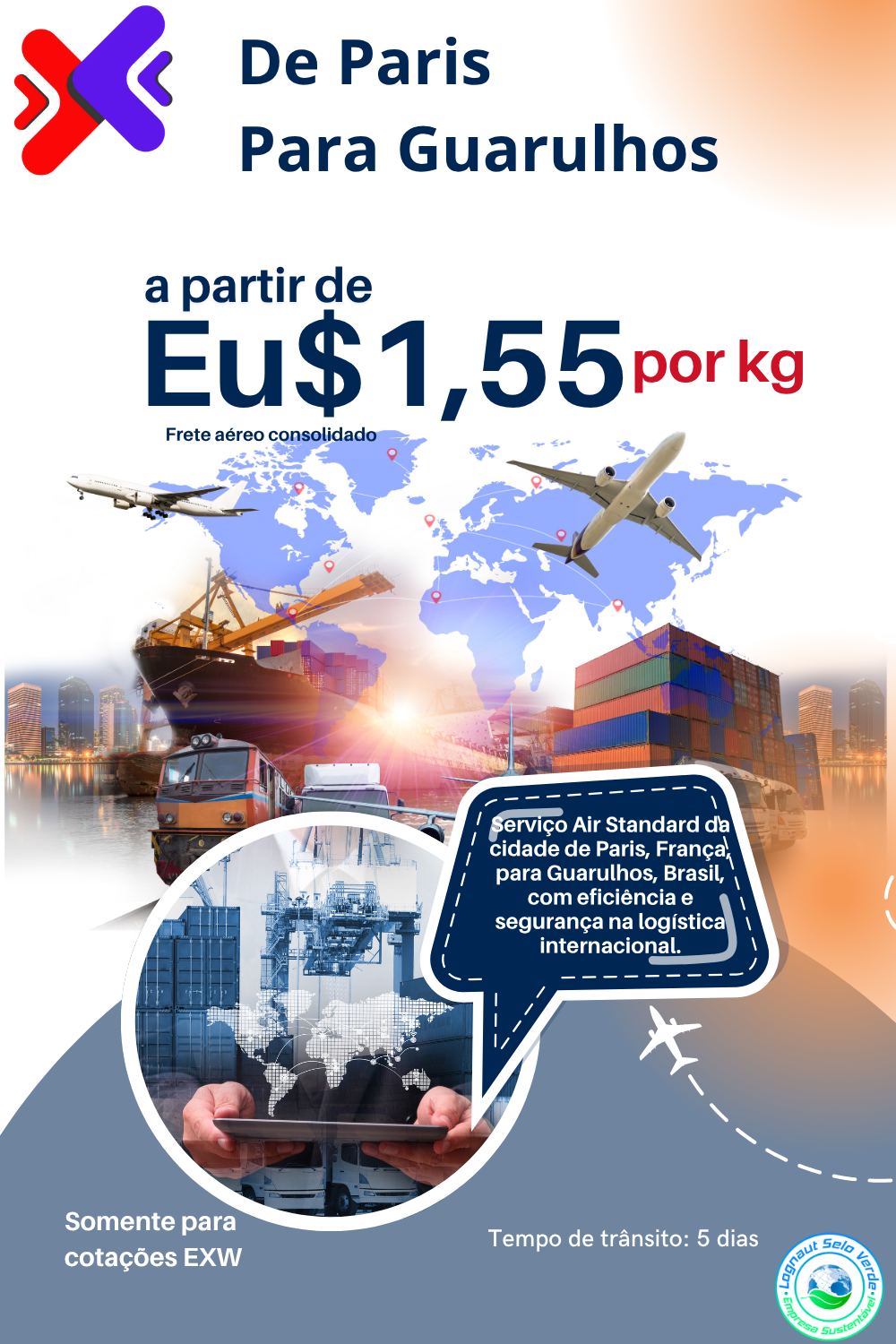 A poster for de paris para guarulhos a partir de eu $ 1.55 por kg