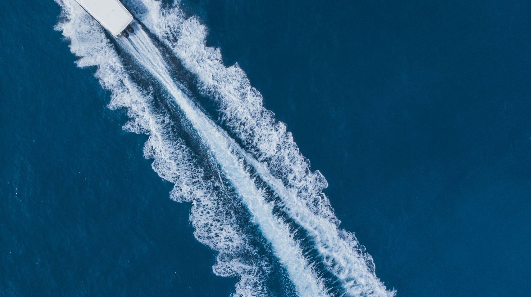 Drone shot of powerboat