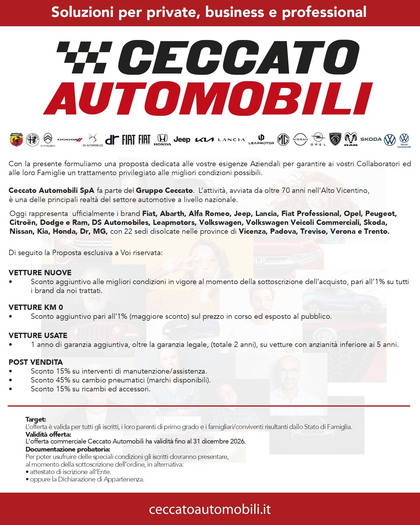 Su sfondo bianco è raffigurato il volantino di caccato automobili.