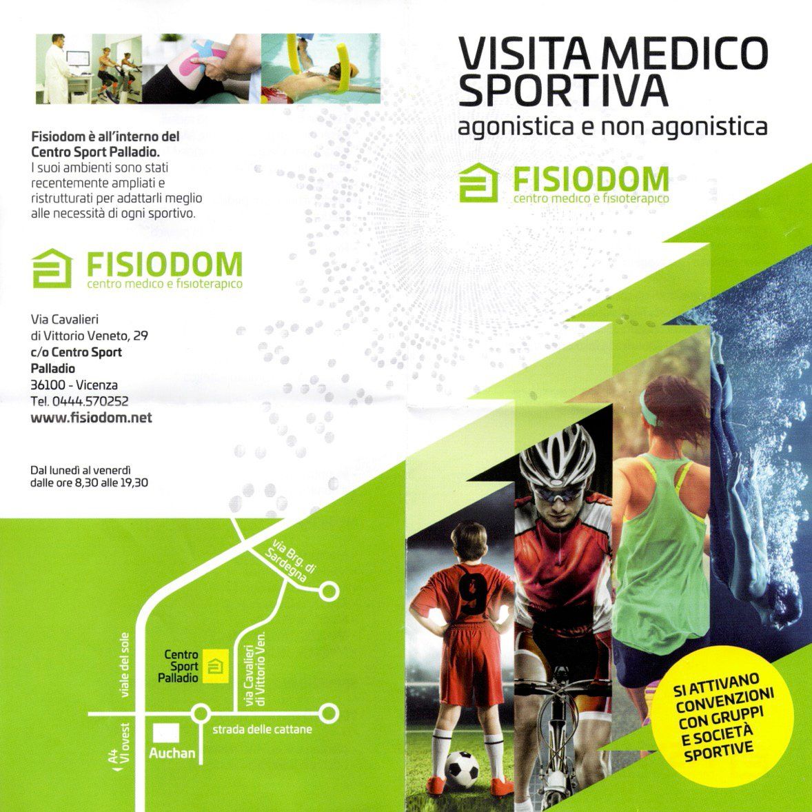 Sul volantino della visita medico sportiva è riportata una mappa
