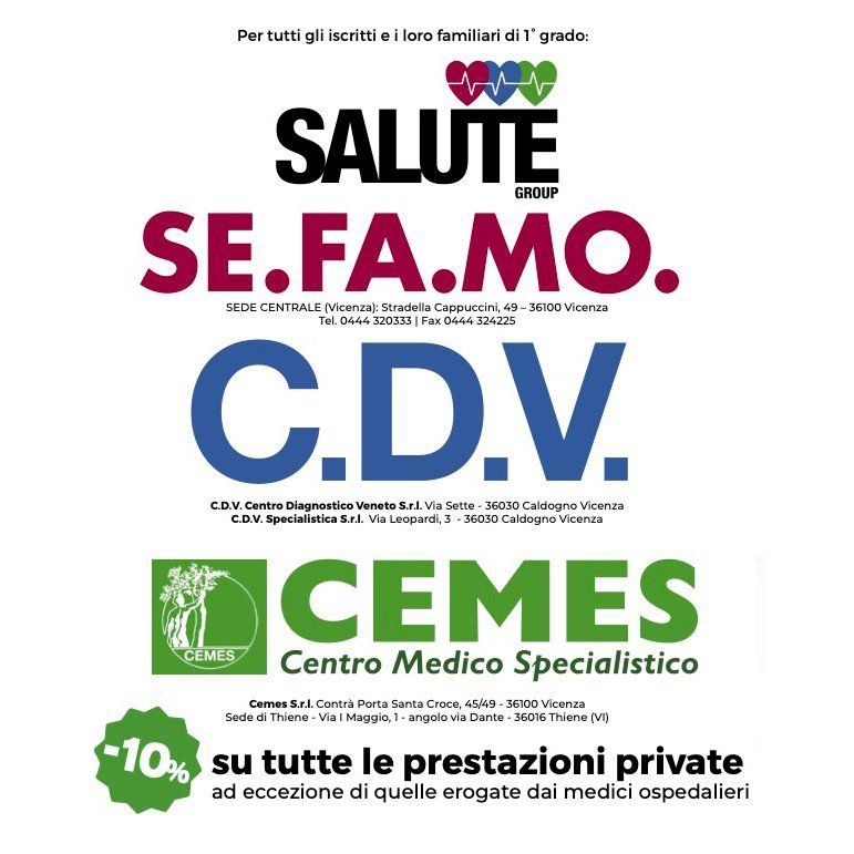 A poster that says salute se fa mo cdv cemes centro medico specialistico
