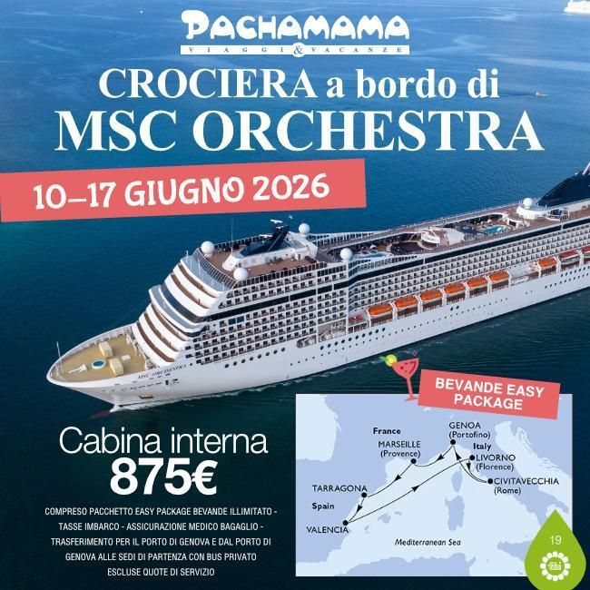 Una pubblicità per una nave da crociera chiamata MSC Virtuosa