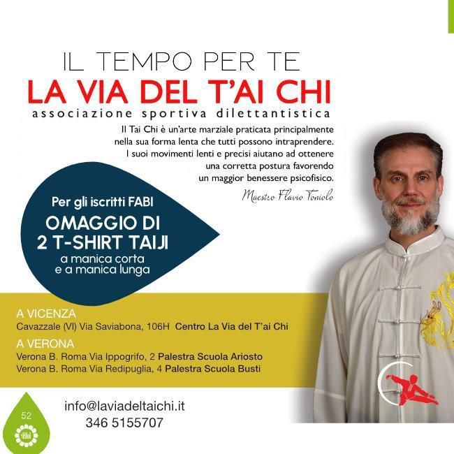 Una pubblicità per la via del t'ai chi mostra un uomo con la barba