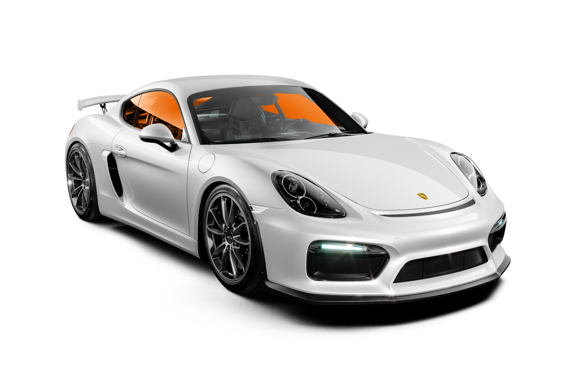 A white porsche 911 gt4 rs is shown on a white background.