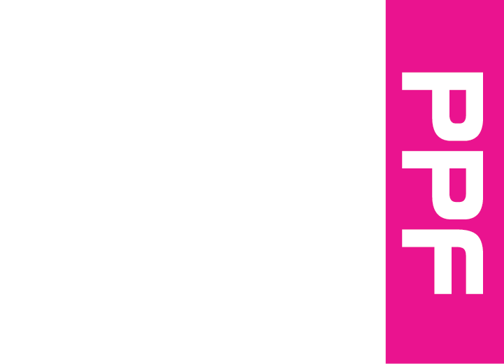 A pink letter e is floating in the air on a white background.