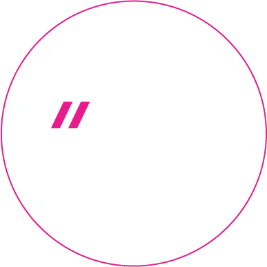 A pink letter e is on a white background.