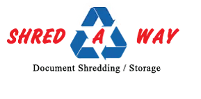 Red and blue Shred A Way logo