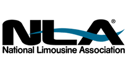 The logo for the national limousine association is black and blue.