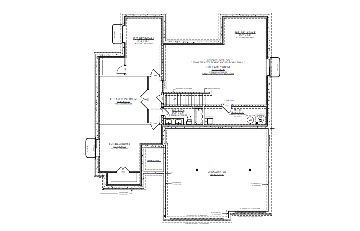 Floor plan with rooms labeled; a staircase, garage and several entry points are shown.
