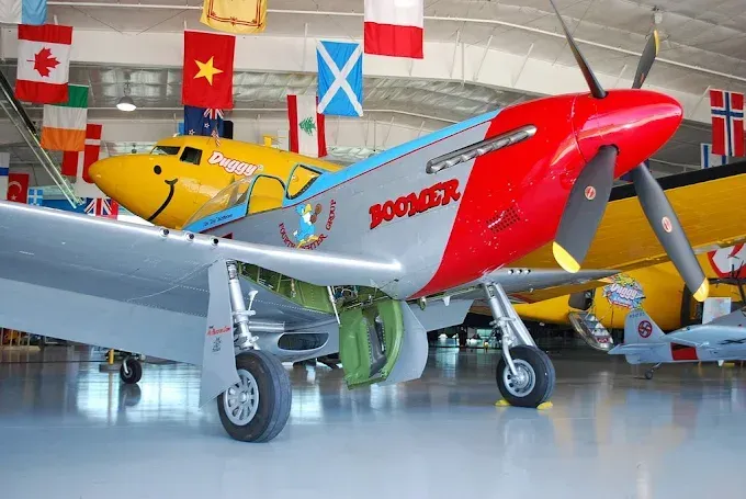 A red and silver P-51 Mustang named 