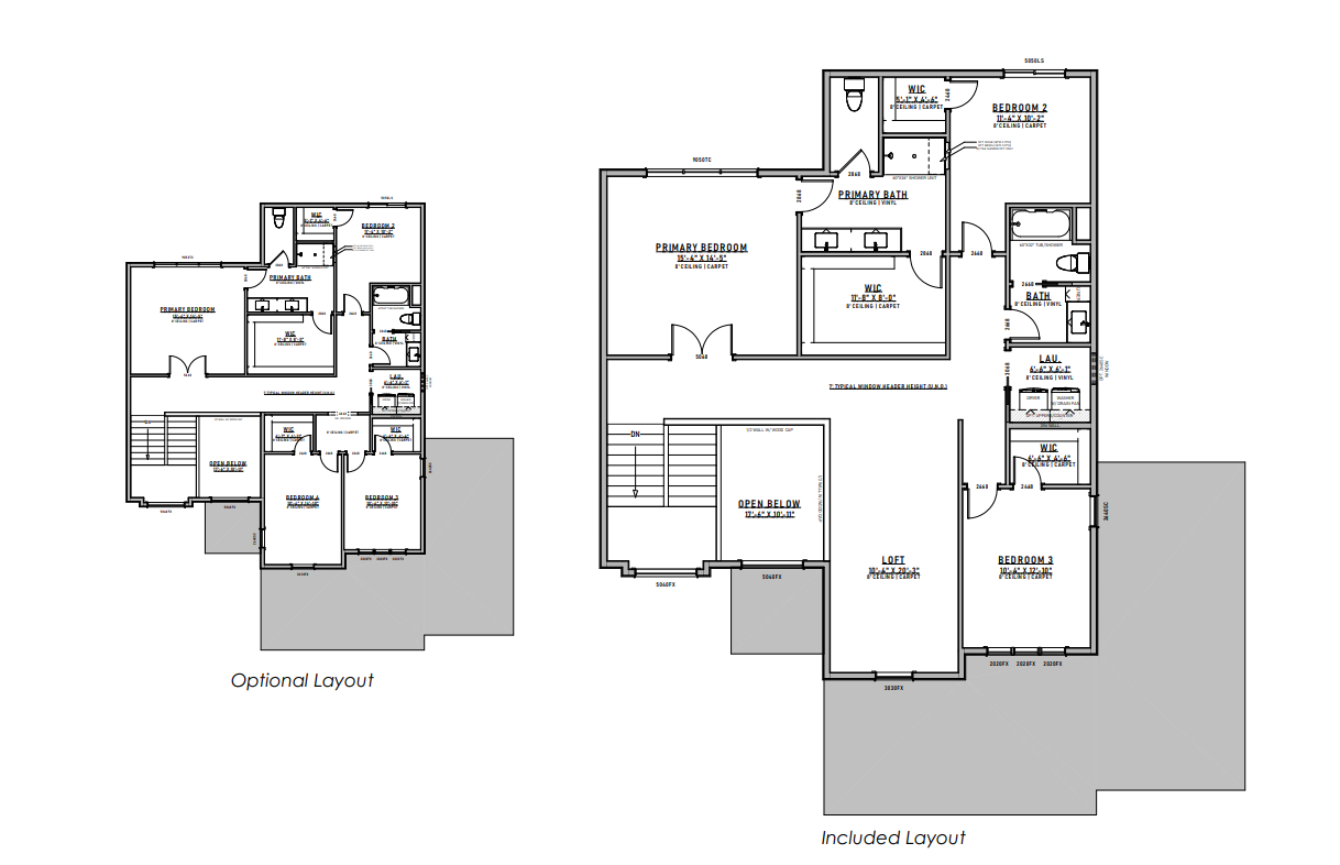 Two-story house floor plans: ground floor and second floor blueprints.