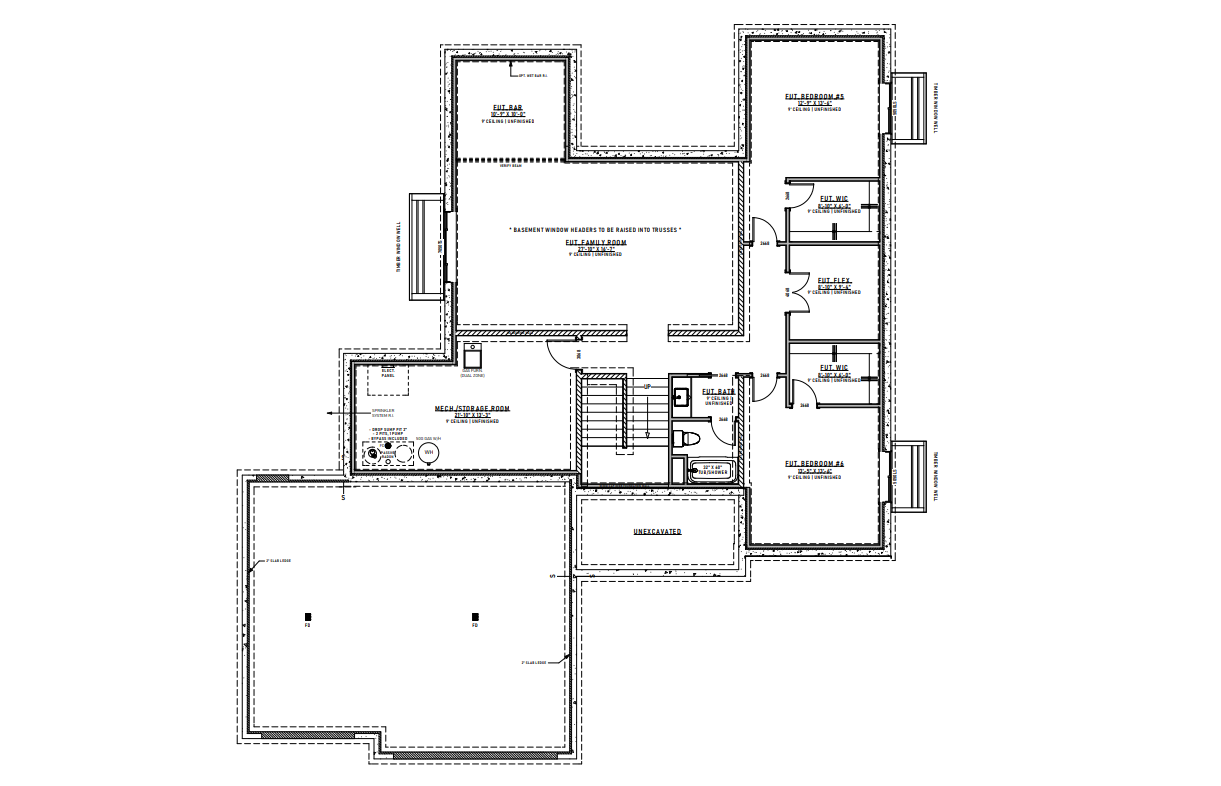 Architectural floor plan of a house with various rooms labeled; includes garage, bedrooms, and kitchen.