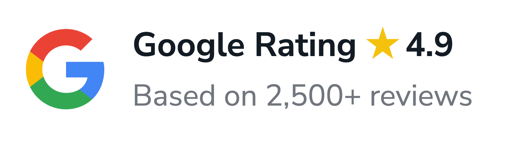 A google rating of 4.9 is based on 2,500+ reviews.