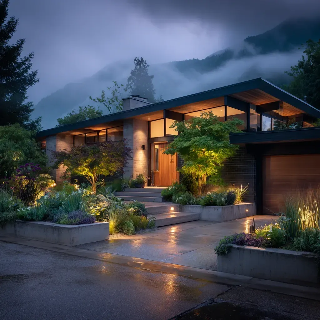 Professional Architectural Lighting Vancouver BC specialists creating residential facade wall wash illumination, backyard patio accent LEDs, driveway floodlights, decorative outdoor architectural fixtures, pathway lighting, and full commercial exterior architectural LED upgrades.