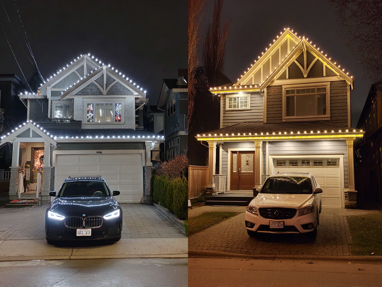 Holiday lighting installation Vancouver professional Christmas lights services featuring LED rooflines, patios, and trees, festive holiday displays for homes and businesses. Vancouver Christmas lighting services create safe, durable, energy-efficient holiday lights professional installations.