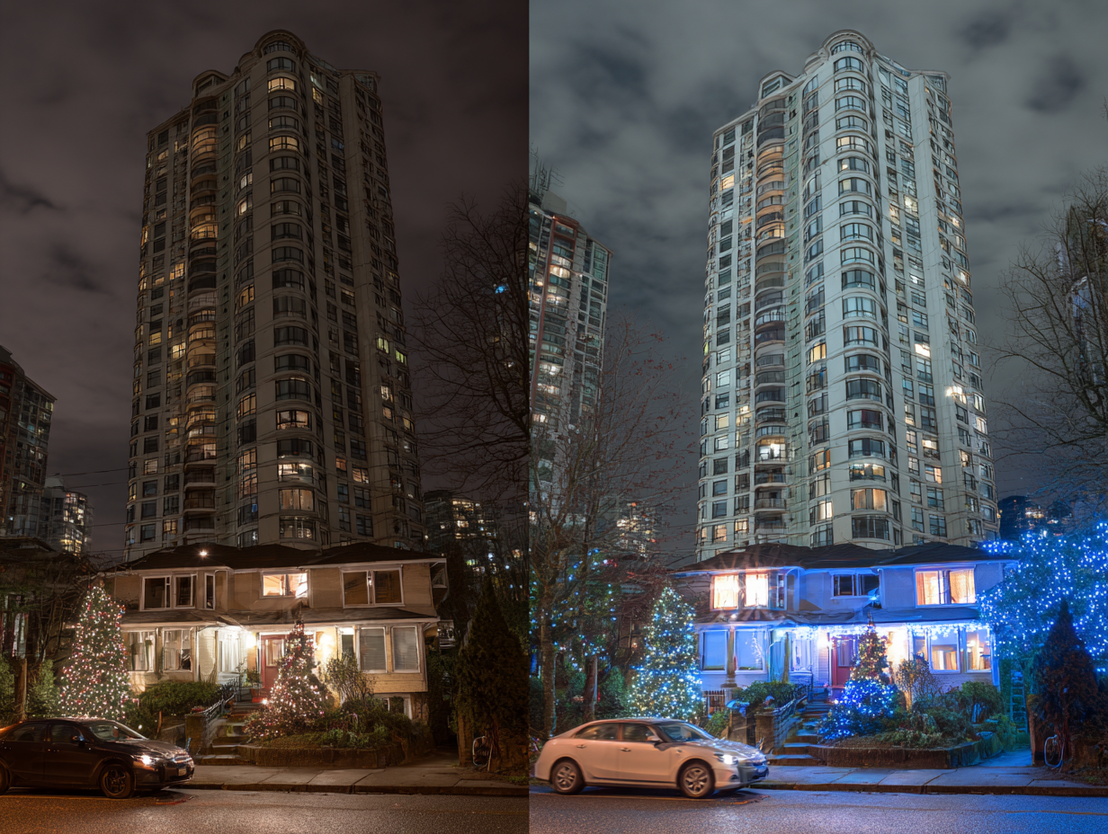 Holiday lighting installation Vancouver professional services with Christmas LED rooflines, patios, and trees for homes and businesses. Festive Christmas lighting Vancouver displays created with durable, safe, energy-efficient LED lights installed by professional holiday lighting services Vancouver.