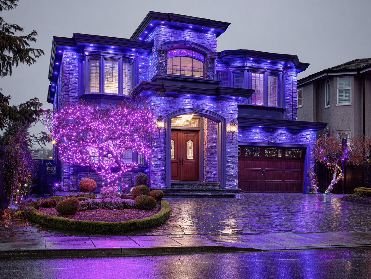 Vancouver professional Christmas lighting installation services with LED rooflines, patios, trees, and pathways, festive holiday displays across homes and businesses. Holiday lighting installation Vancouver ensures durable, safe, weatherproof Christmas lights with professional services.
