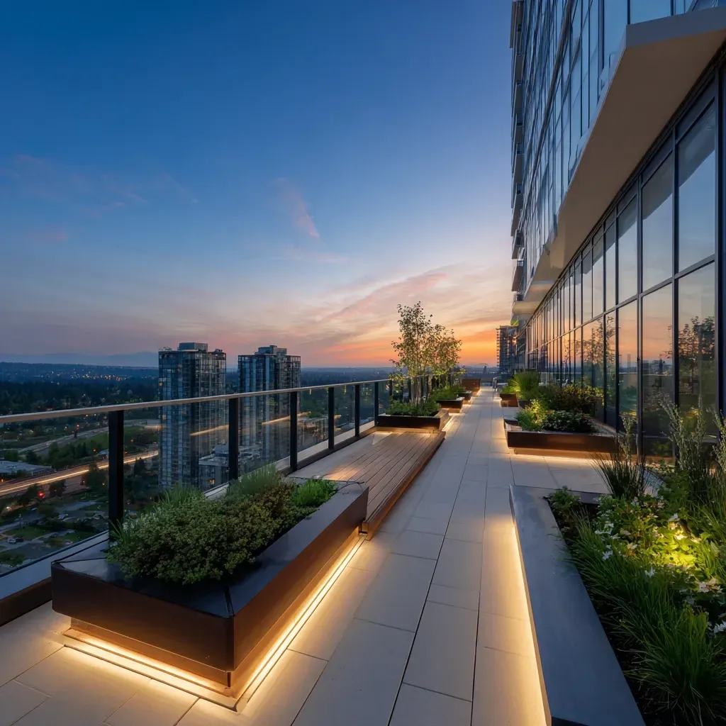 Premium Commercial Lighting Vancouver BC company offering office ceiling LED fixtures, retail shop spotlights, restaurant decorative lighting, industrial high bay warehouse systems, parking lot illumination, and modern commercial exterior lighting upgrades.