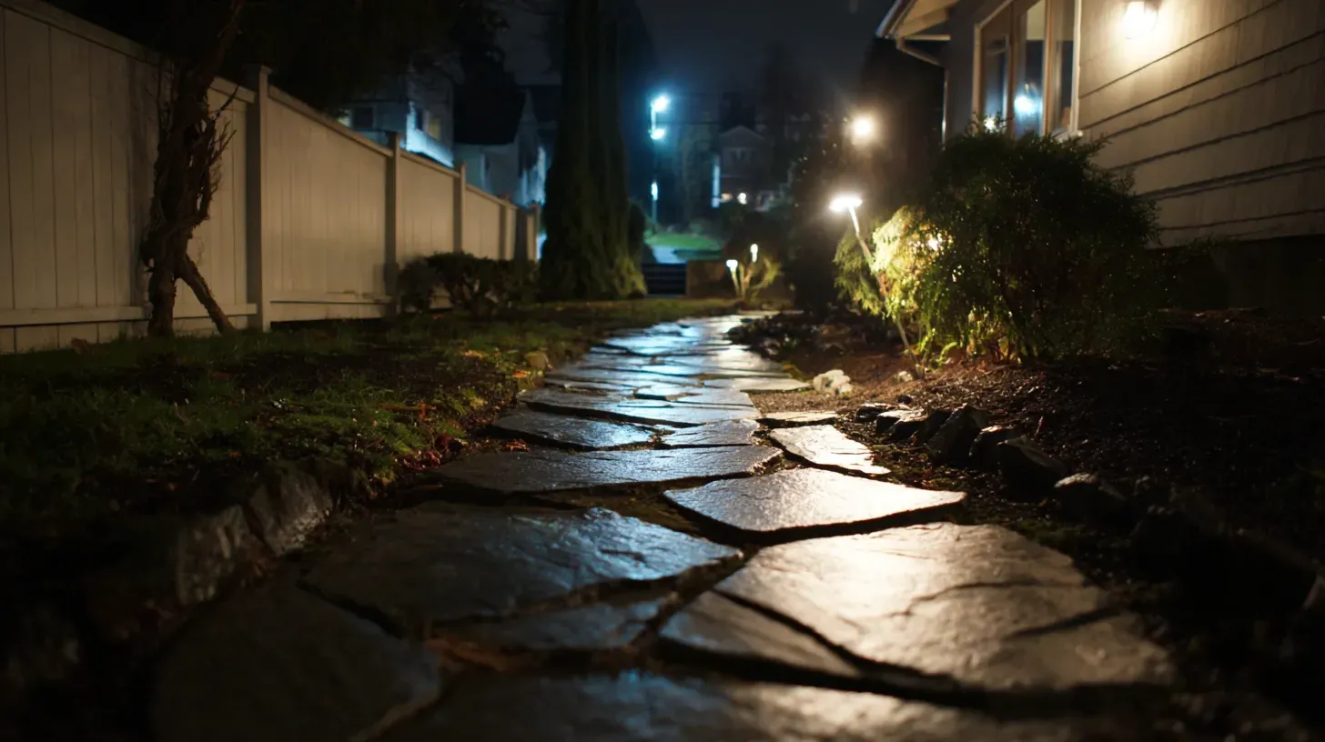 Premium Landscape Lighting Vancouver Moonlit services including backyard patio illumination, residential LED garden lights, driveway uplighting, pathway fixtures, decorative bistro string lighting, modern architectural uplights, commercial exterior LED installations, and customized outdoor lighting solutions.