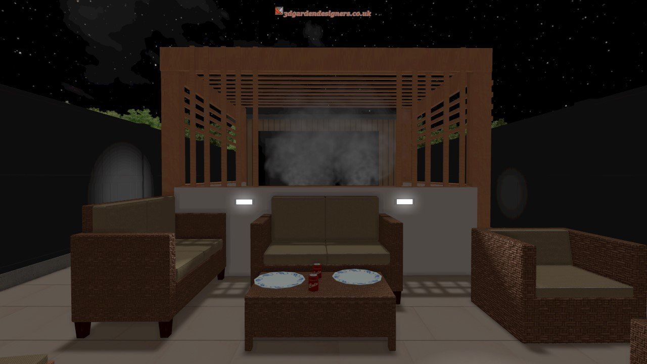 A living room with a couch and chairs and a table