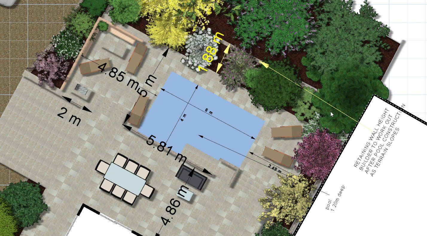 garden design plan with pool