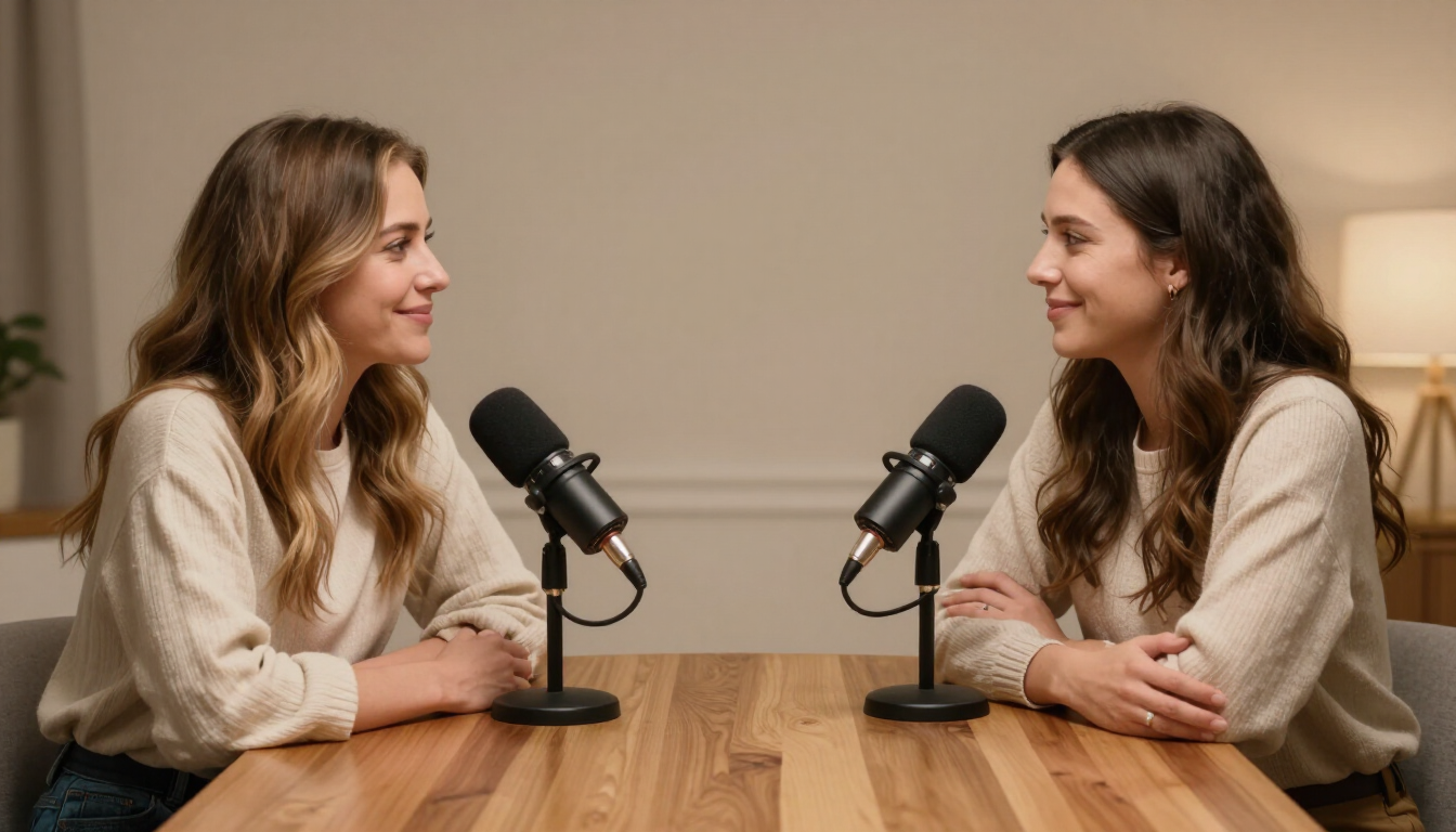 Bryanna and Liberty at the podcast table for Episode 1