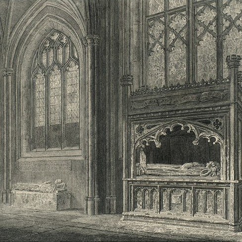 An etching of the south transept of St Mary Redcliffe Church from Skelton's Antiquities
