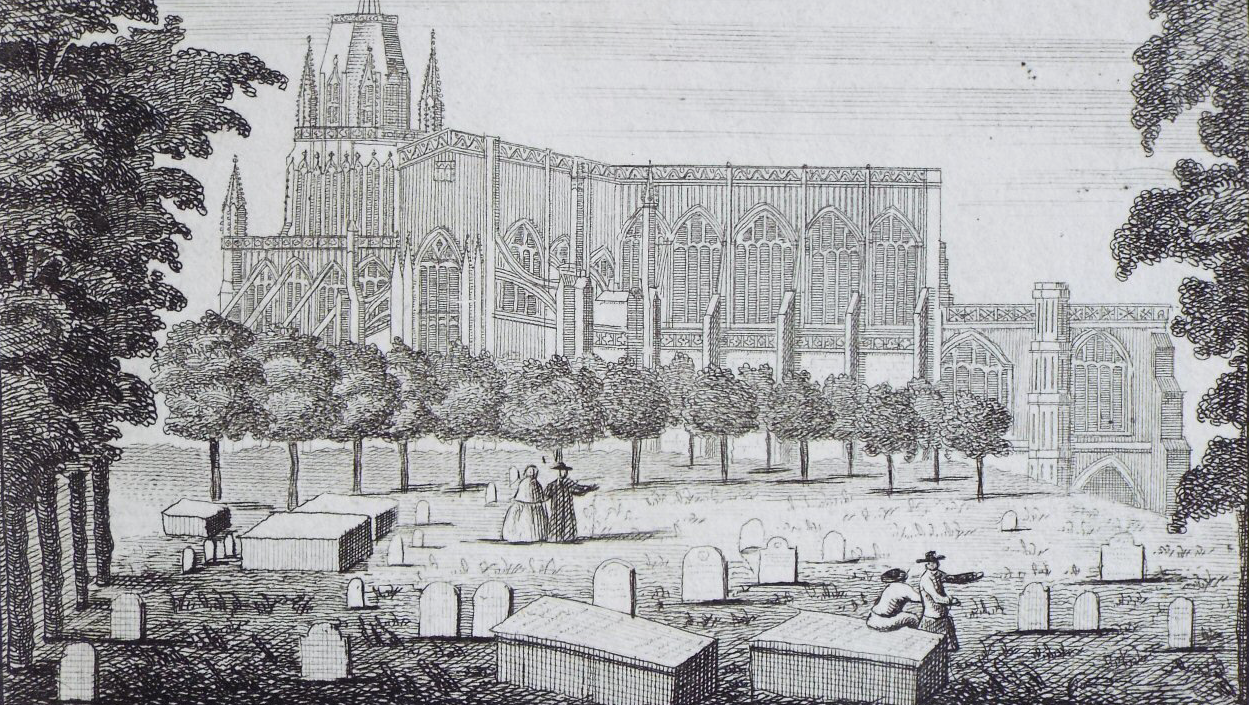 An eighteenth century view of St Mary Redcliffe from the south
