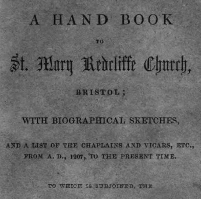 Frontispiece to J. Chilcott's 1848 Handbook to St Mary Redcliffe Church