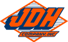 A logo for jdh company inc. in orange and blue