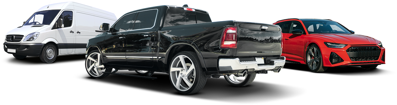 Black truck, white car, red car | RCS Automotive