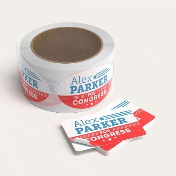 a roll of stickers that say alex parker for congress