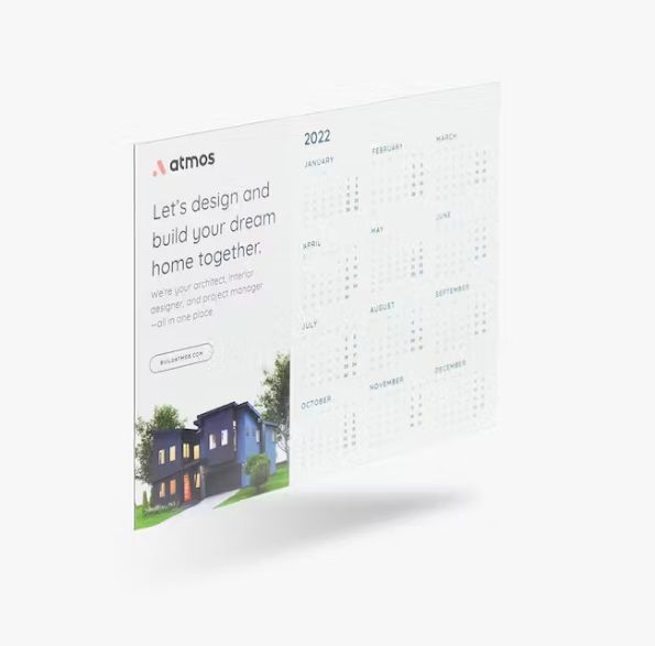 a calendar with a picture of a house on it