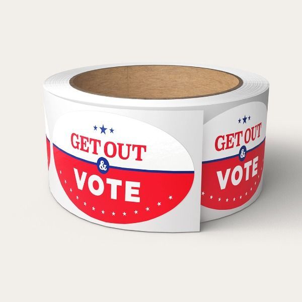 a roll of get out and vote stickers