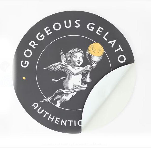 a sticker that says gorgeous gelato authentic on it