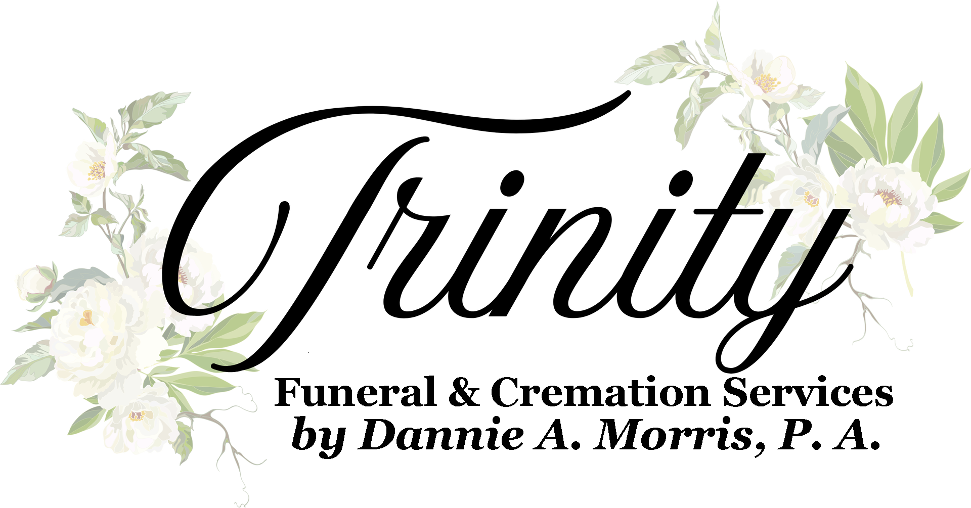 Logo for Trinity Funeral & Cremation Services featuring roses.