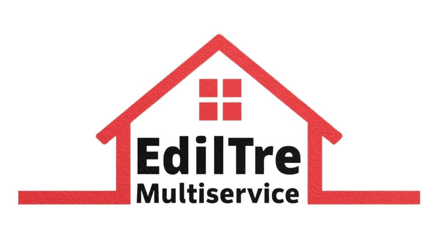 Logo di EdilTre Multiservice con tre sagome di case stilizzate di colore rosso chiaro.