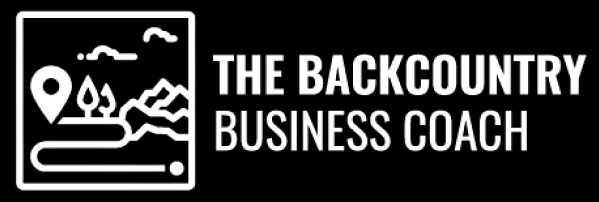 The backcountry business coach logo is white on a black background.