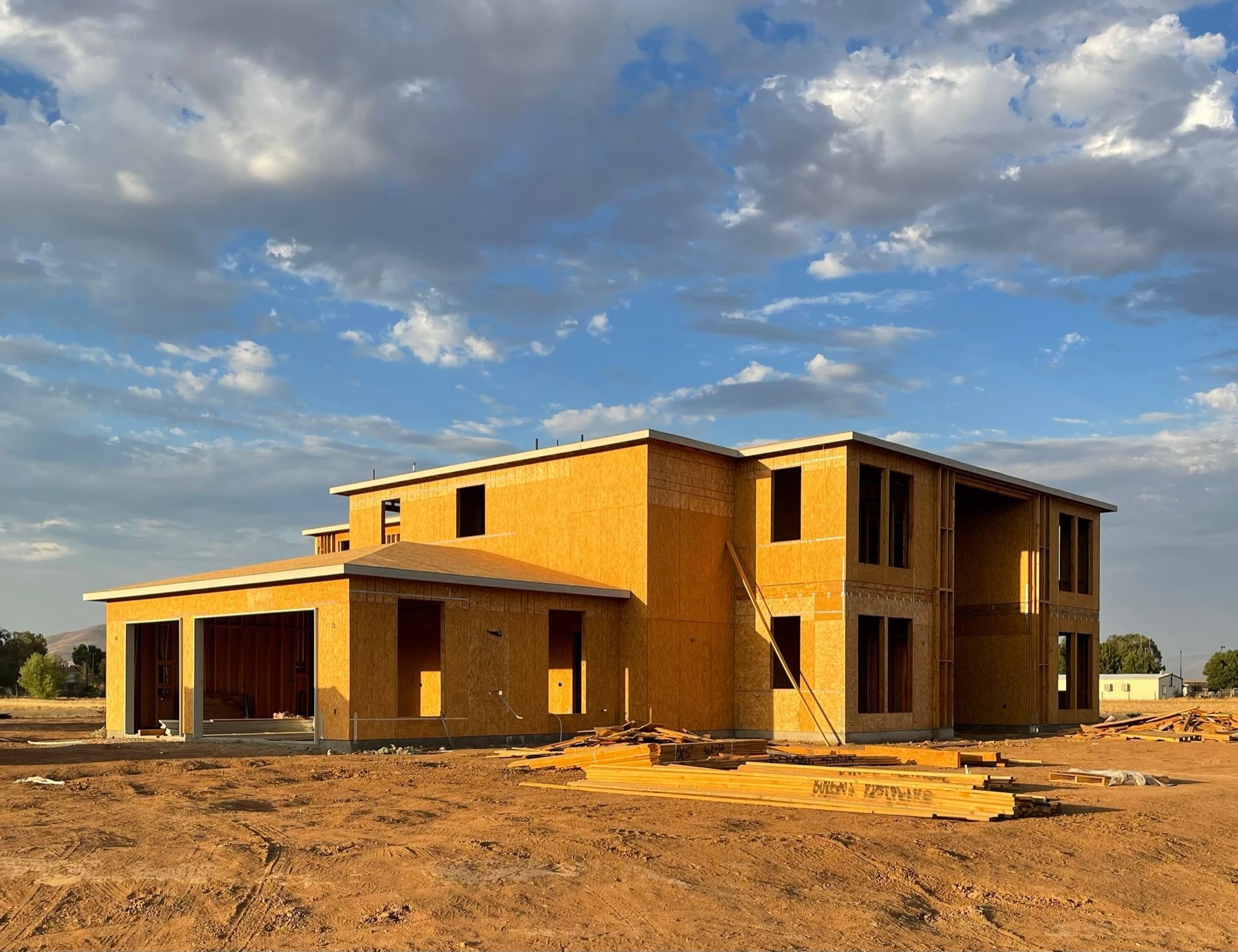 Wood framing of a custom home 