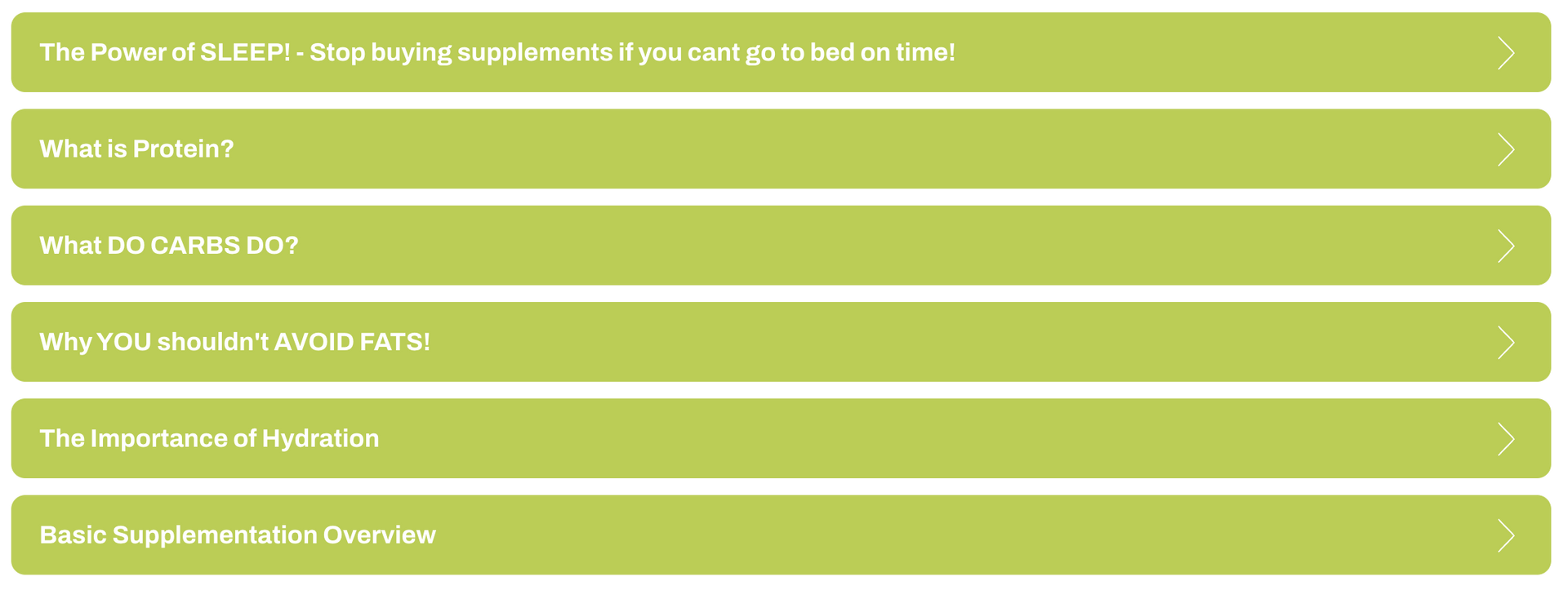 A row of green buttons with white text on them on a white background.