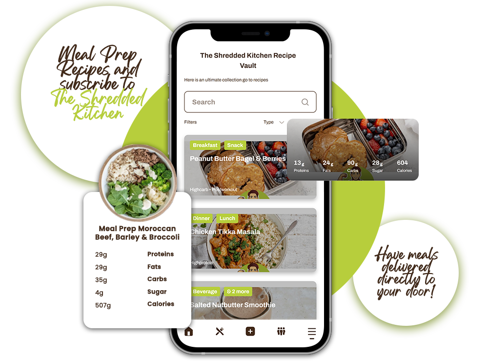 A cell phone with a meal prep app on it.