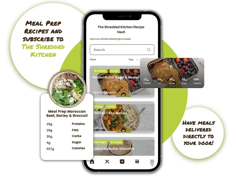 A cell phone with a meal prep app on it.