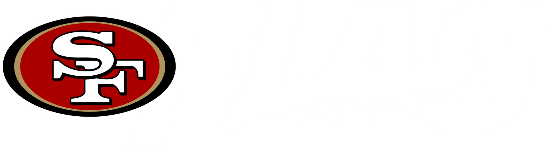 The San Francisco 49ers logo featuring white 