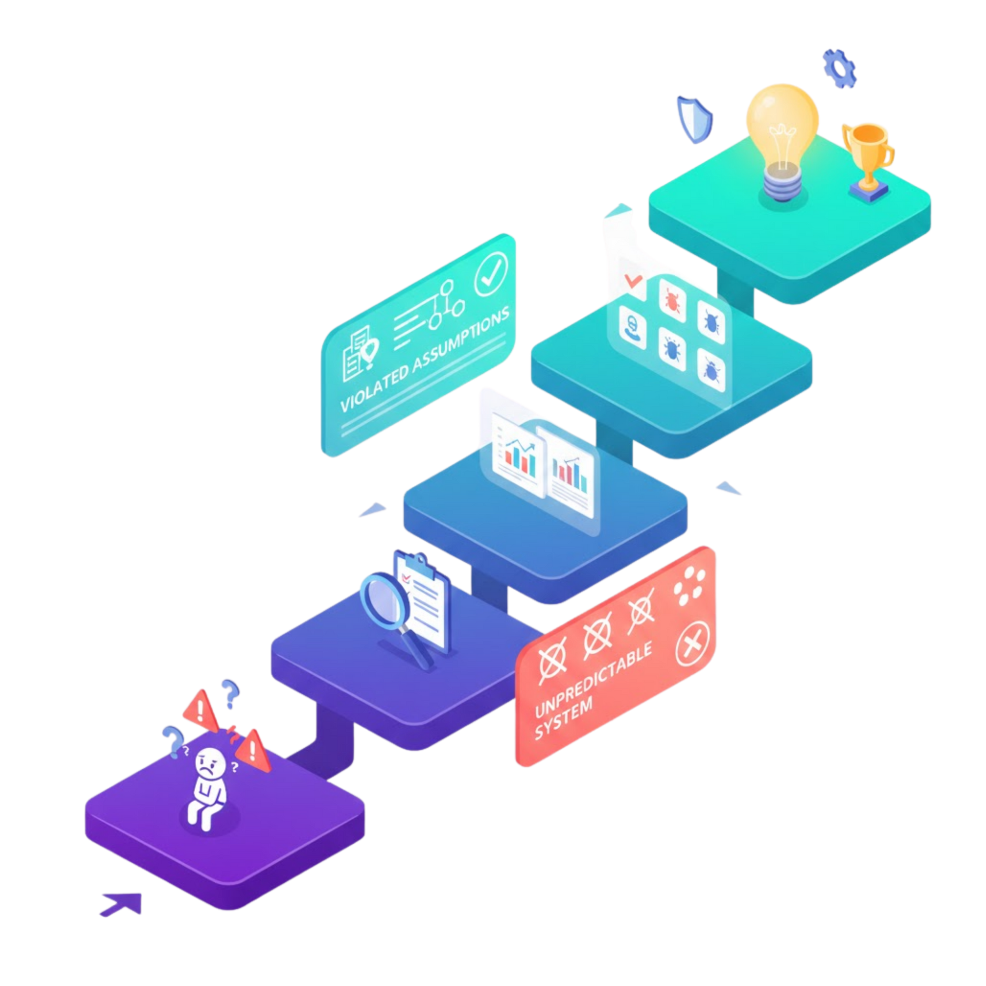 Isometric depiction of a database, API symbol, and a data center in a translucent purple and green box.