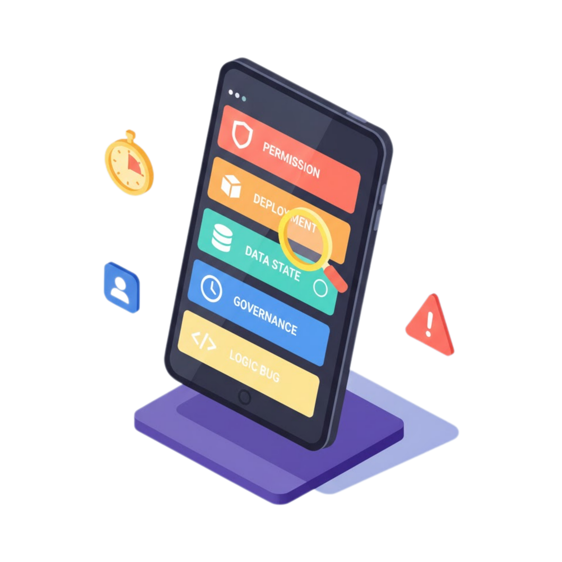 Isometric depiction of a database, API symbol, and a data center in a translucent purple and green box.