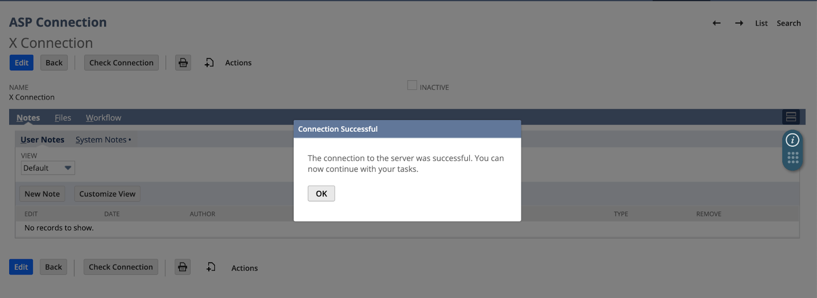 Netsuite's native alert dialog